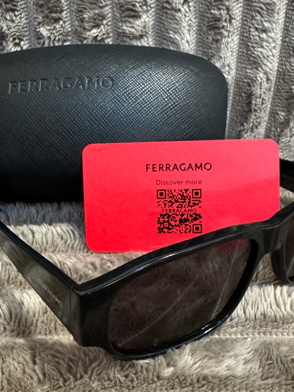 Salvatore Ferragamo Black Gloss Sunglasses with Case